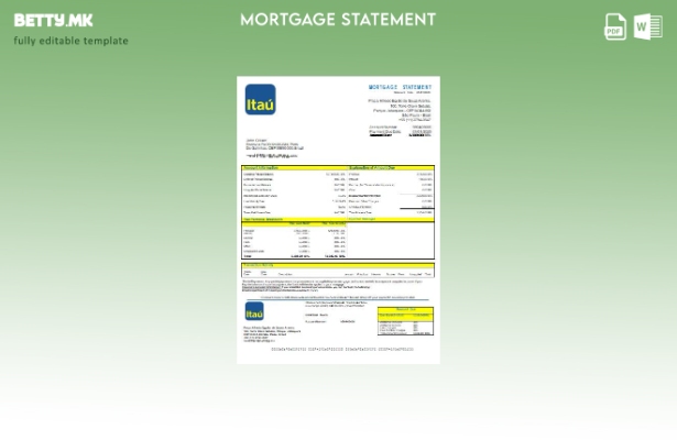 Шаблон за извод за хипотека од банка во модерен стил Бразил Itau